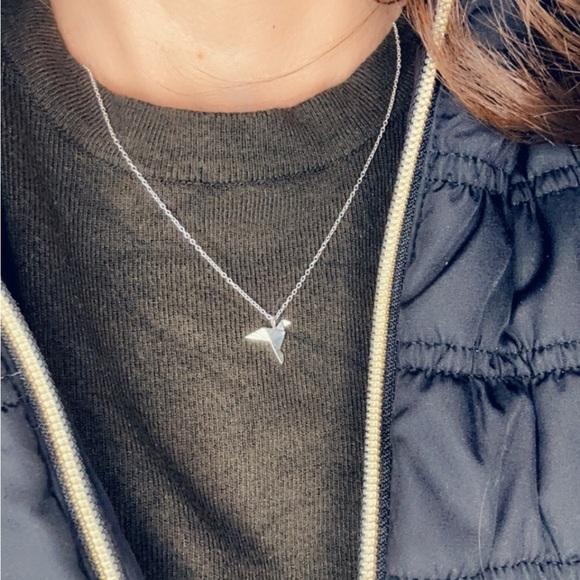 Sterling Silver Origami Bird Necklace - Picture 4 of 10